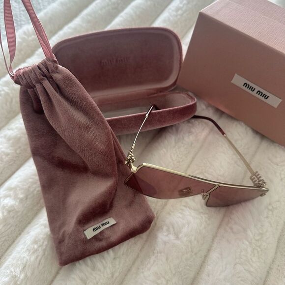 NEW RARE MIU MIU MIRRORED SHIELD SUNGLASSES - Picture 2 of 11